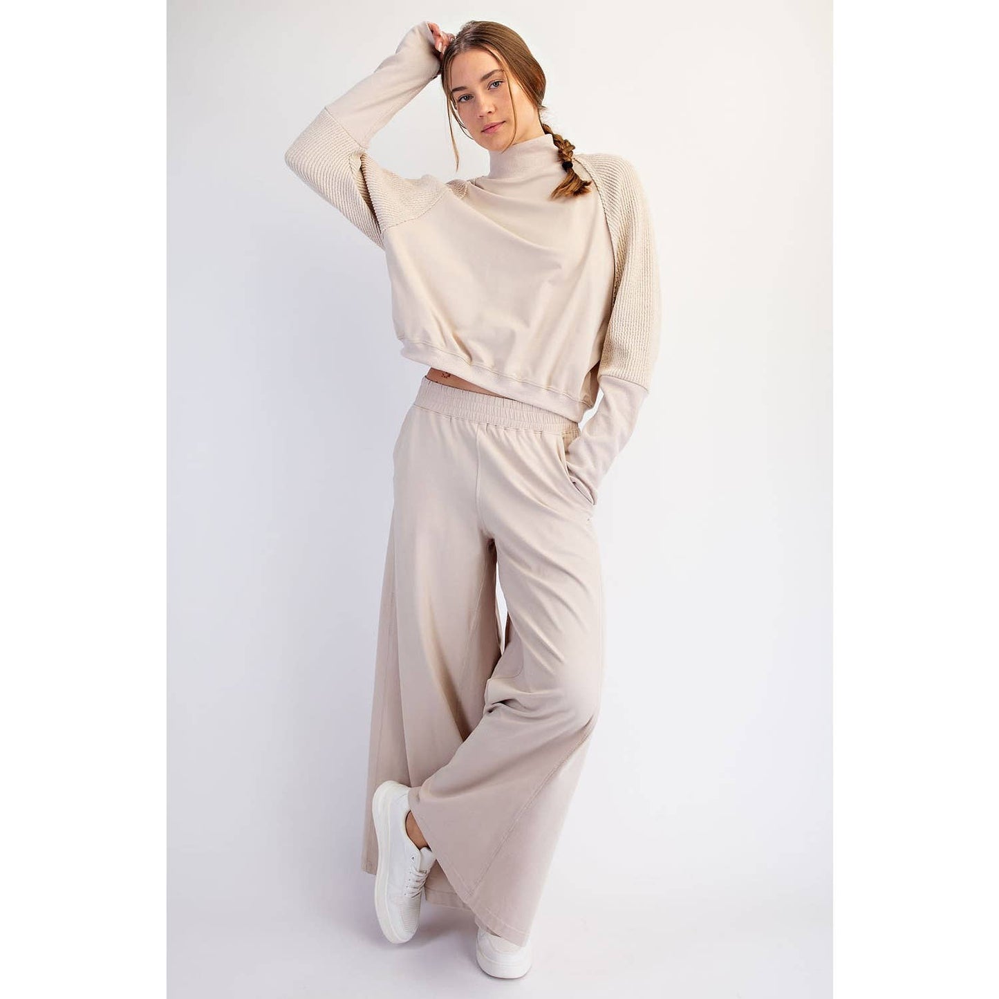 COTTON LYCRA TEXTURED SLEEVE SET