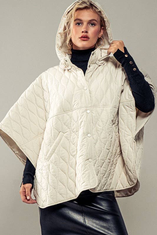 Contrast Quilted Shroud Cloak