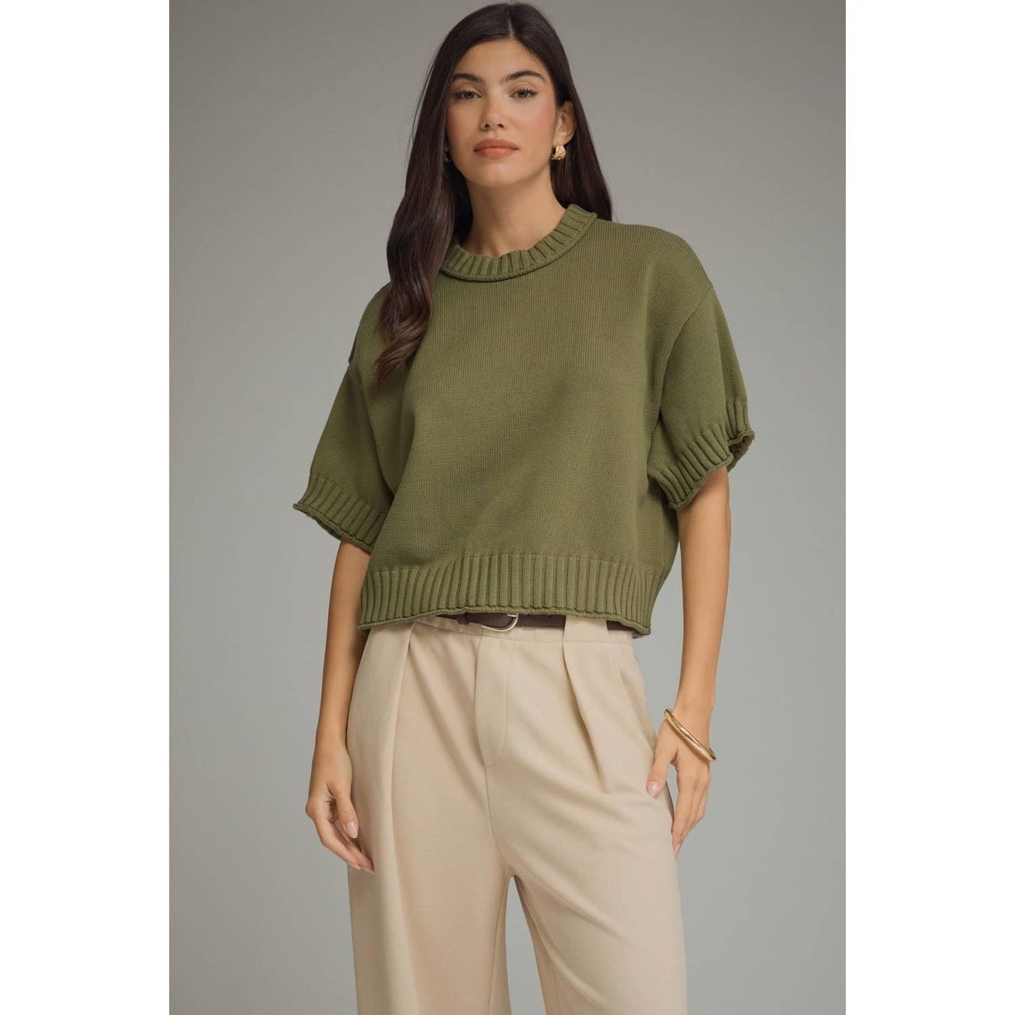 NEW Solid short sleeve knit top