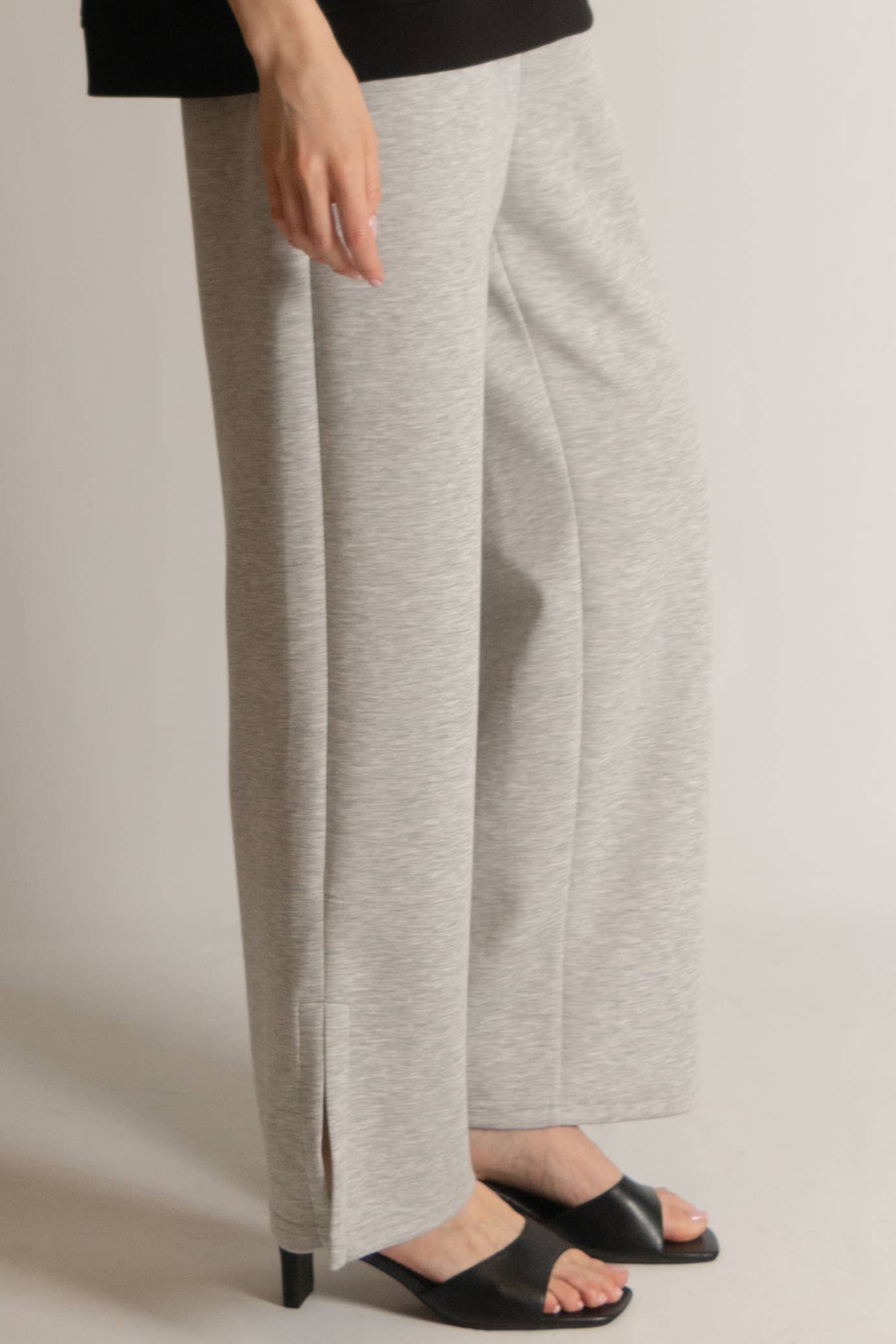 P. CILL Butter Modal Wide Leg Pants w/ Bottom Slit