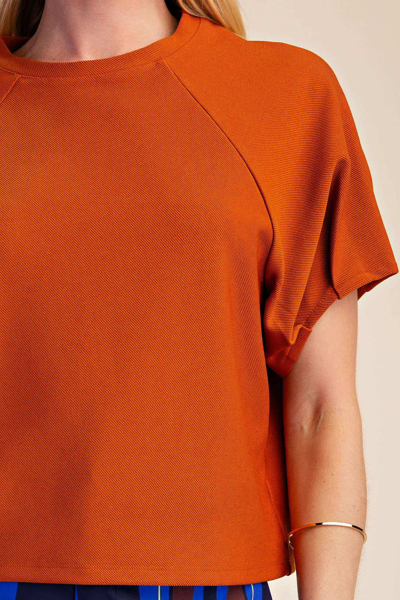 Round Neck Puff Short Sleeve Pullover Top