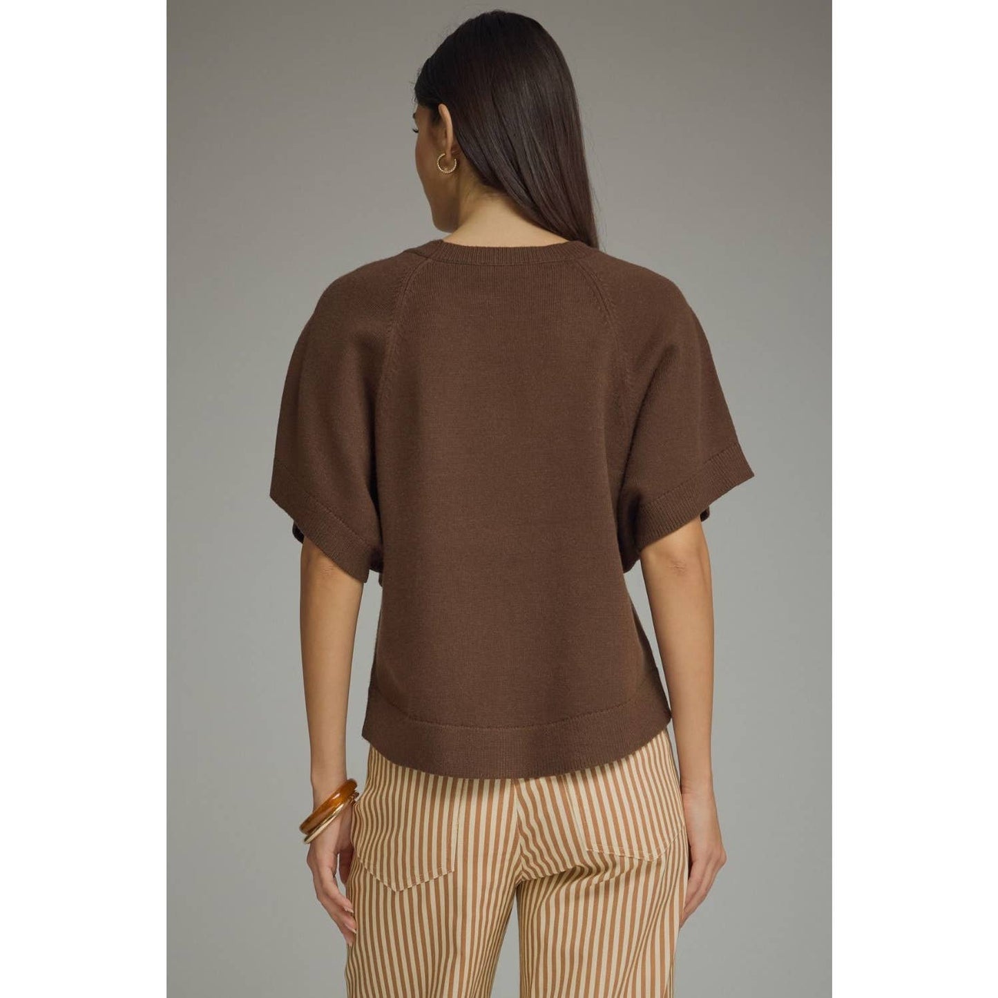 NEW Solid short dolman sleeve knit top