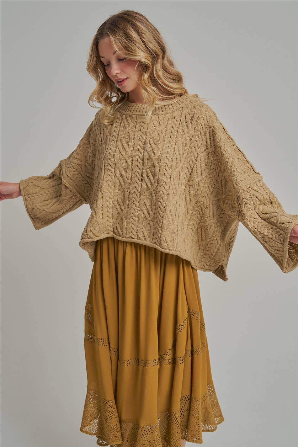 OVERSIZED CABLE KNIT CASUAL BOHO FALL SWEATERTOP_JLT00437-01