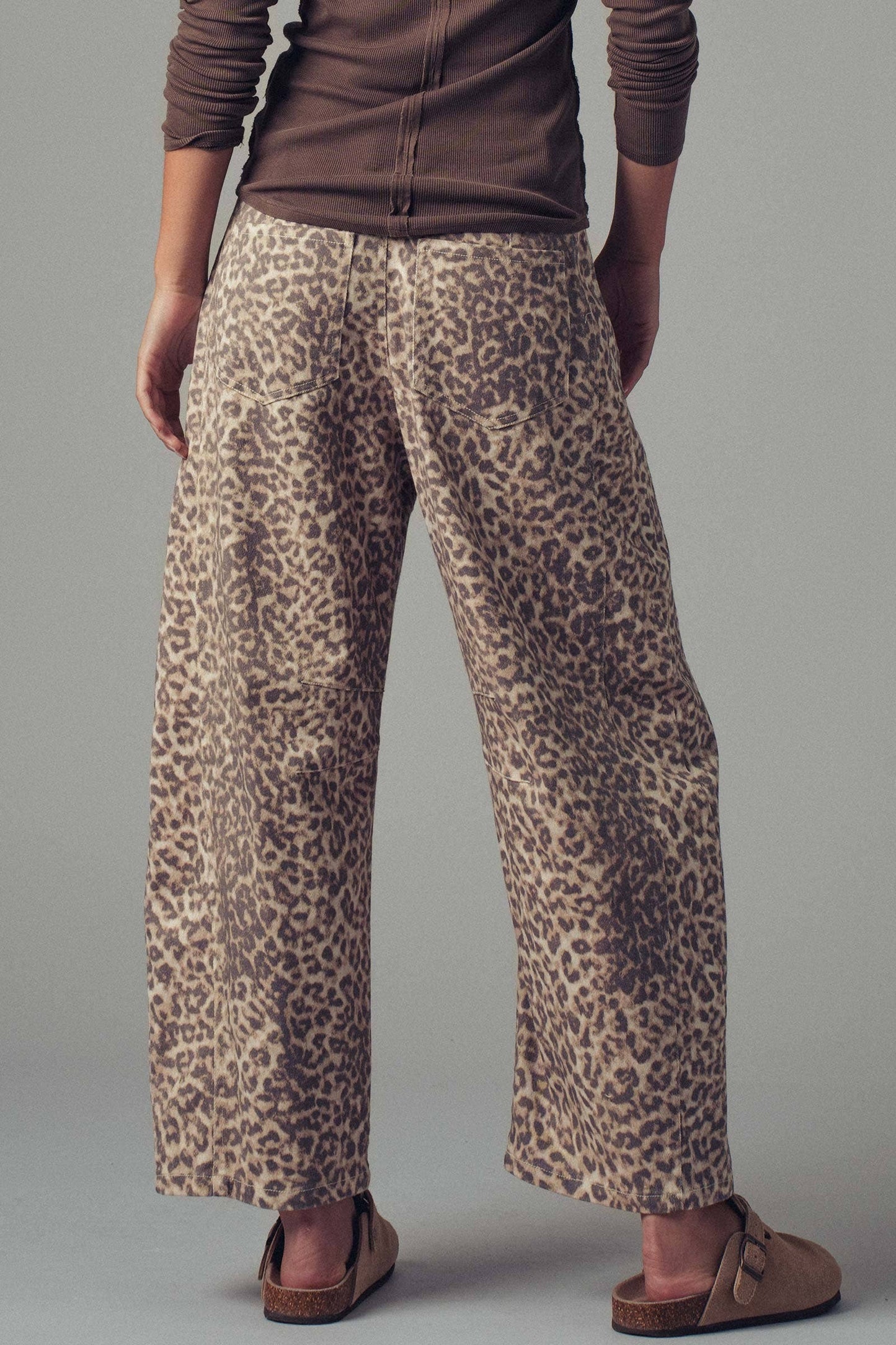 0705-4554 | Leopard Print Wide Leg Camo Pants