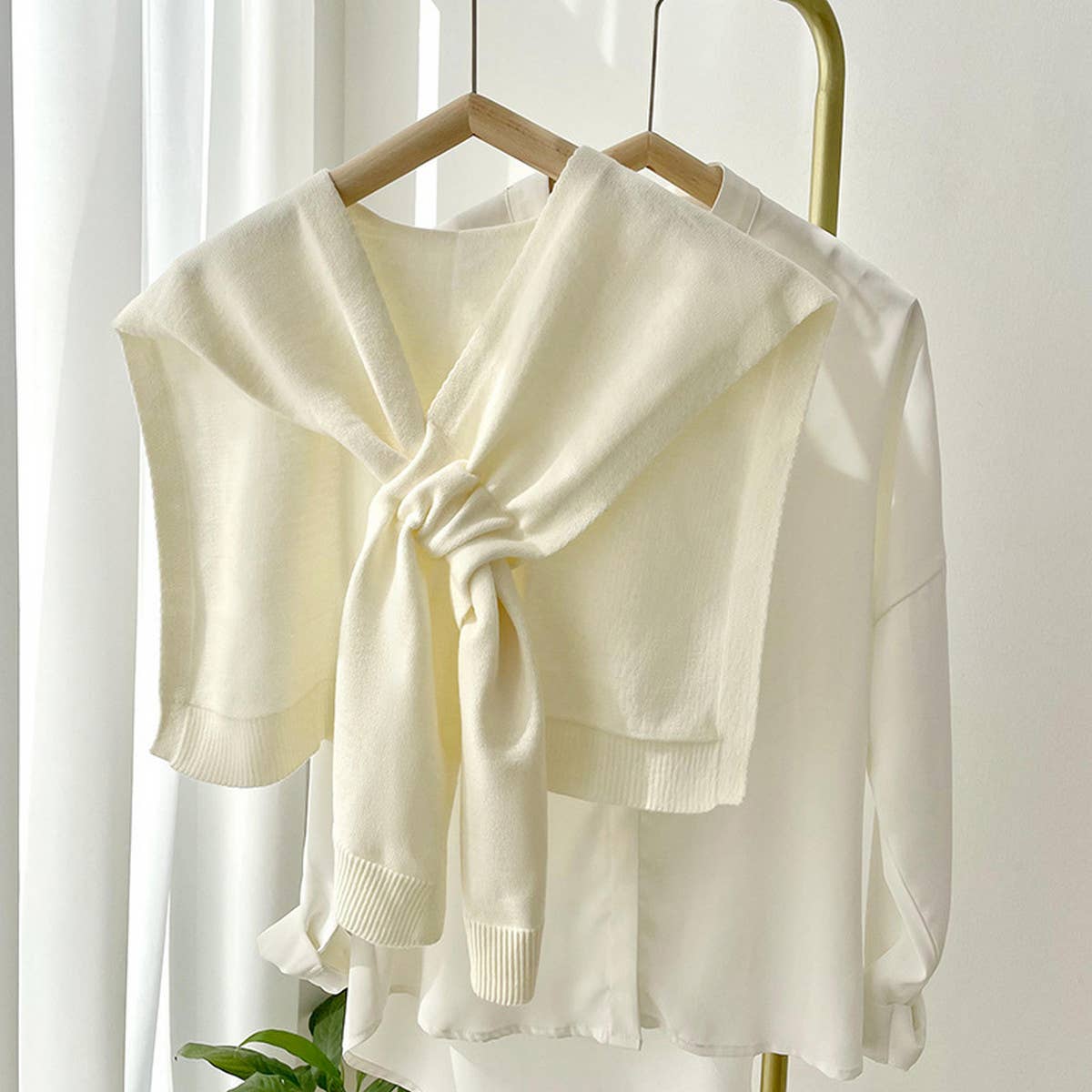 Solid Color Knitted Knotted Shawl–Casual & Cozy _CWASC0757