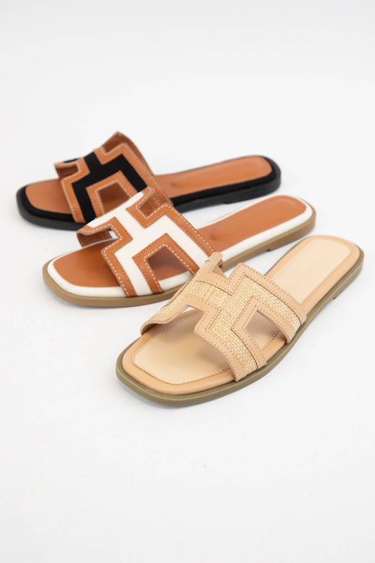 LUKE-03 CONTRASTING EDGE CUT OUT UPPER SANDALS