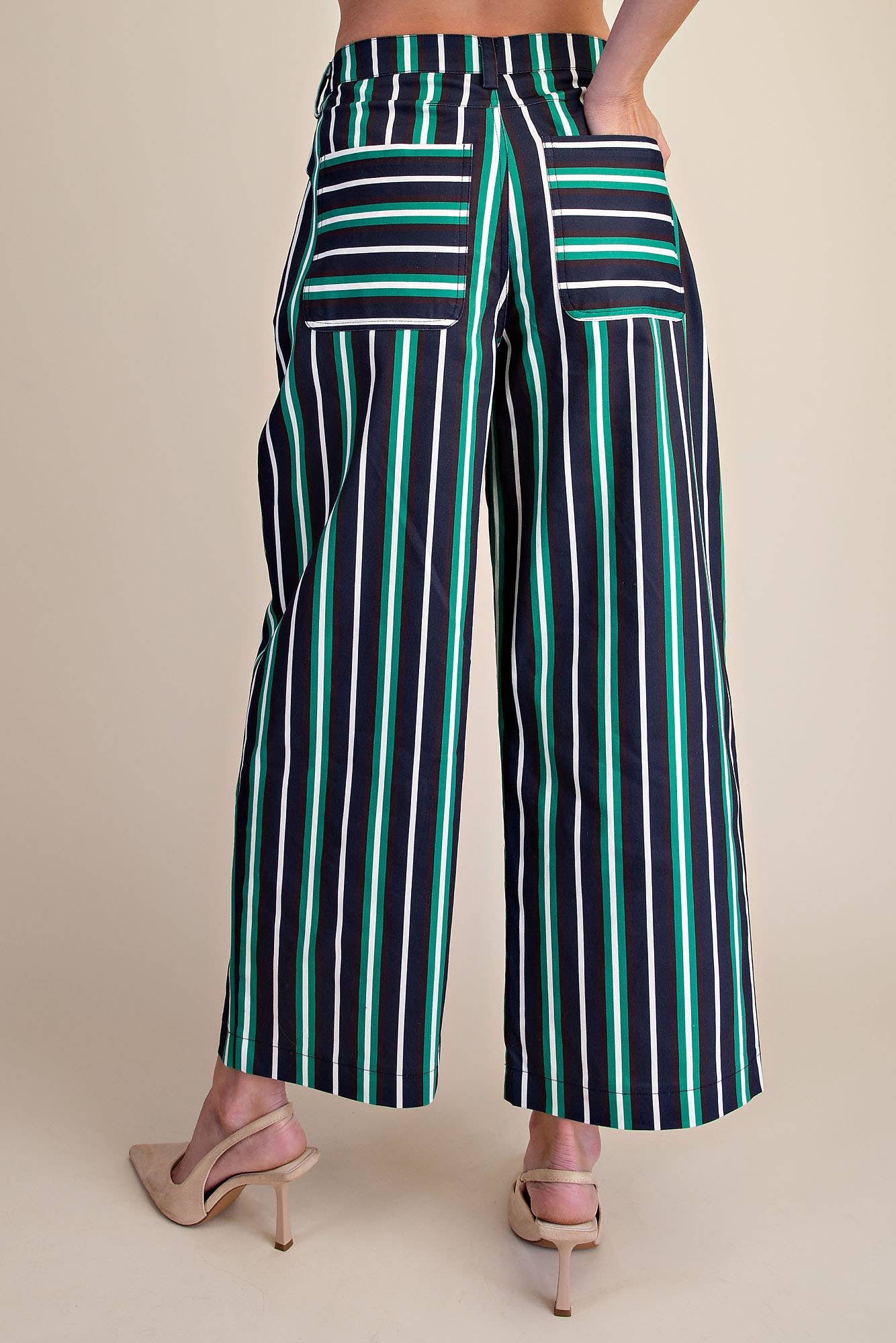 Barrel Leg Stripe Casual High Waist Pants
