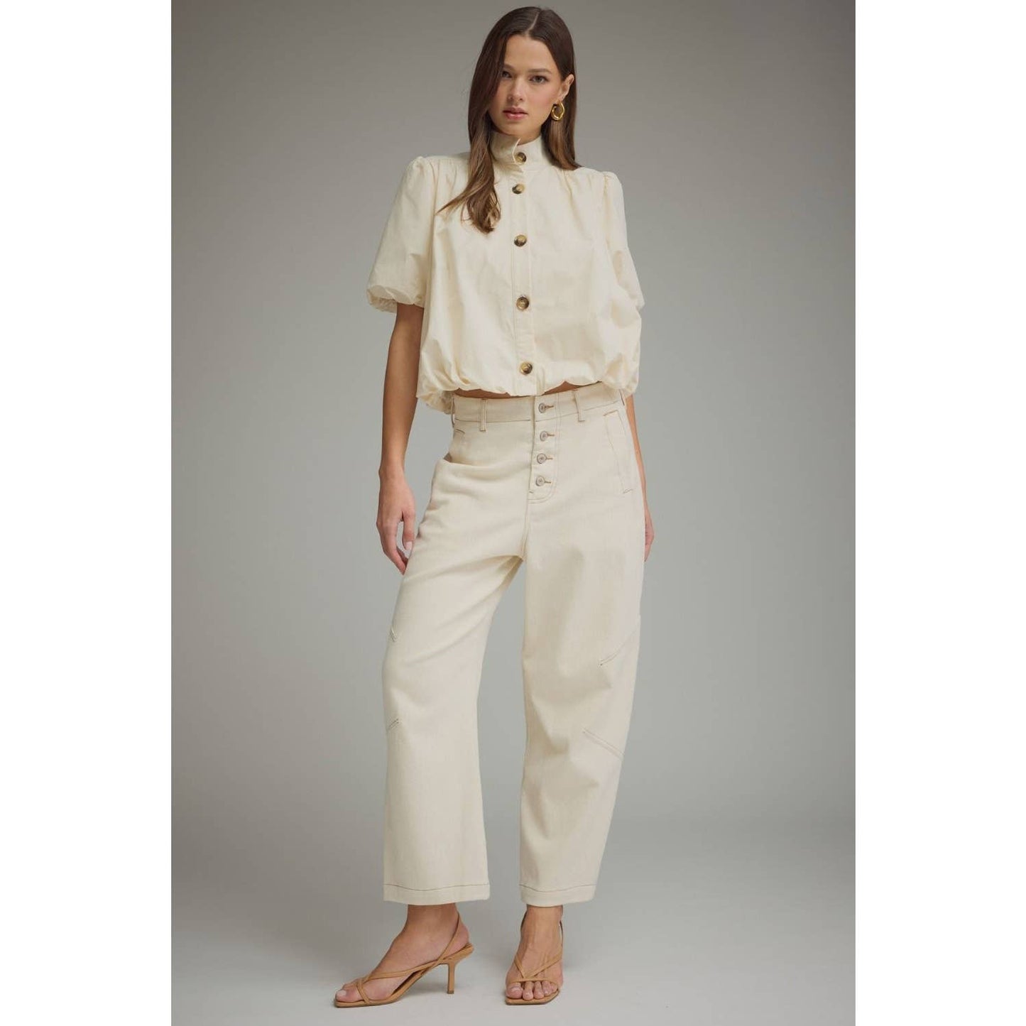 NEW Solid short puff sleeve top