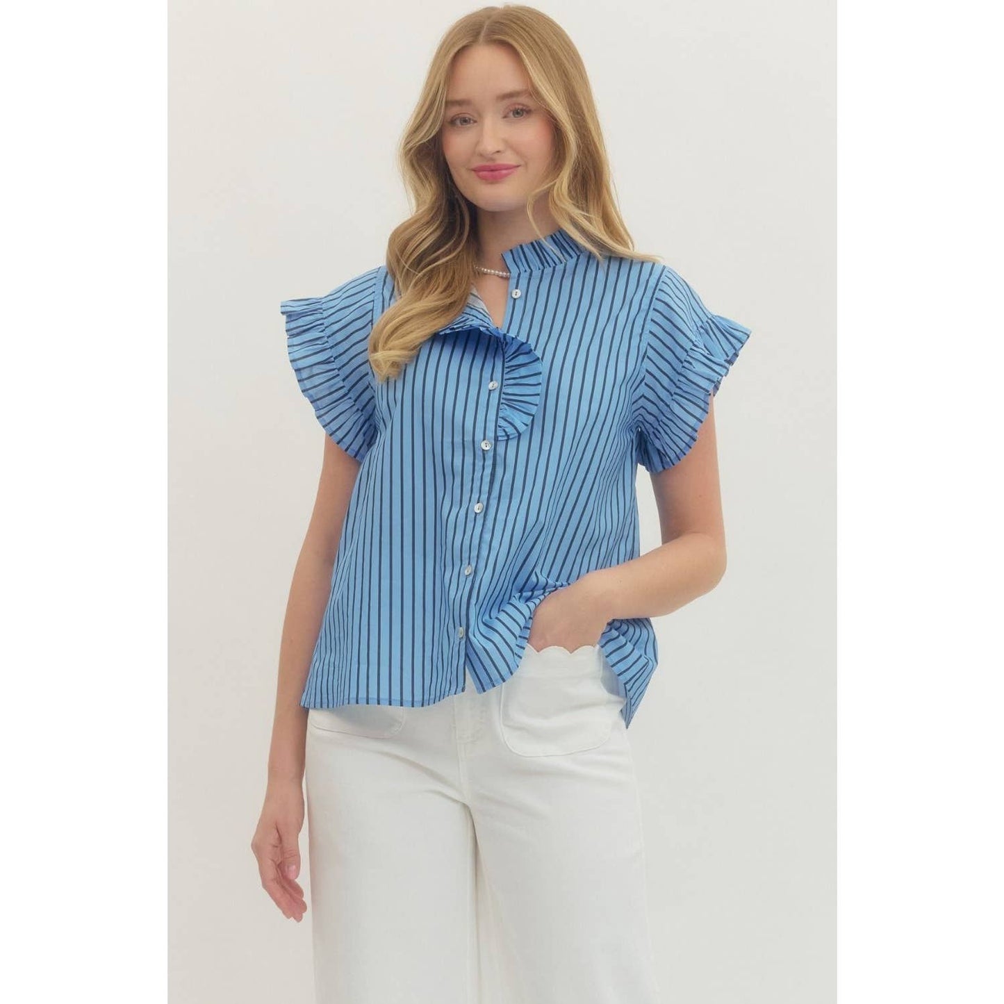 Striped short sleeve top