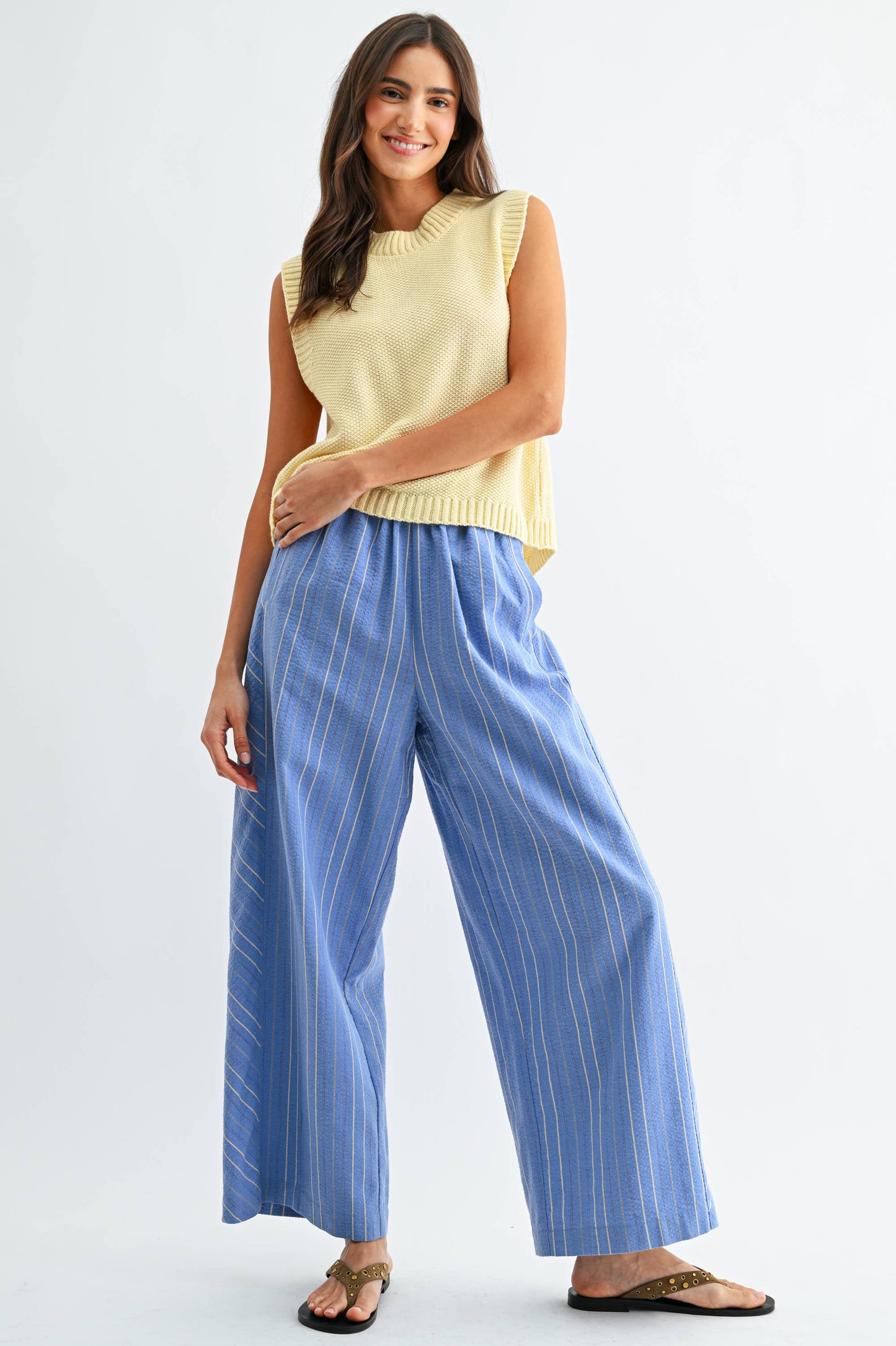 CB10197J Pinstripe Wide-Leg Trousers