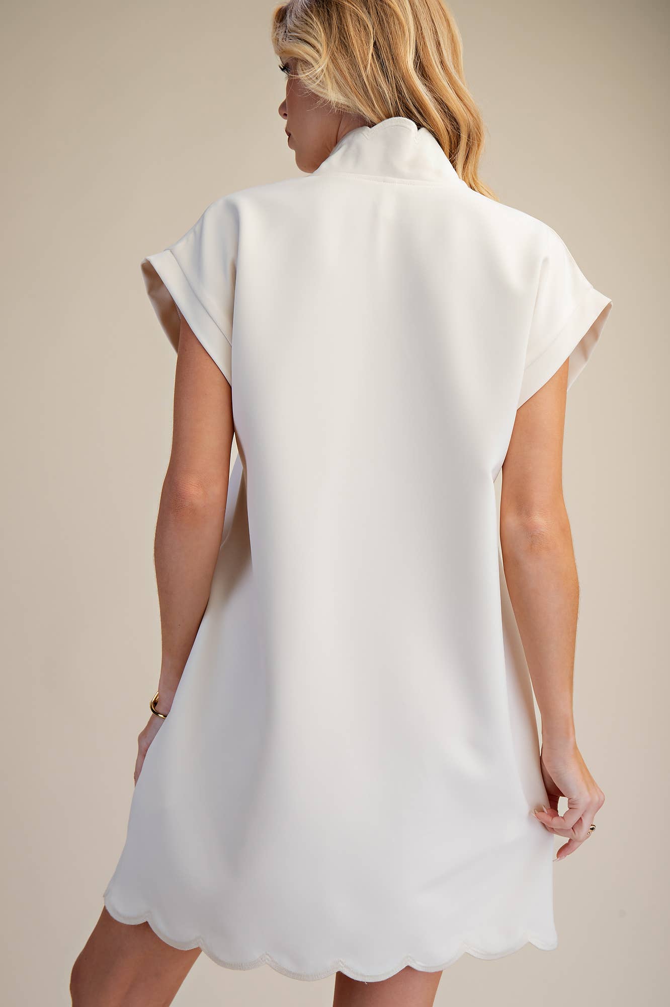 Scallop V-Neck Mini Dress