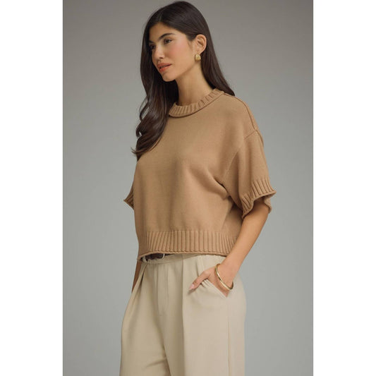 NEW Solid short sleeve knit top