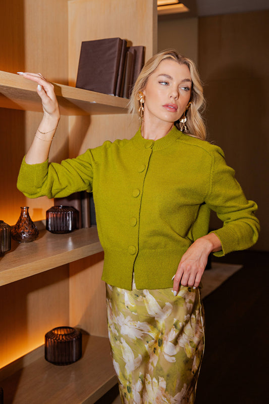 Button Closure Long Sleeve Sweater Cardigan
