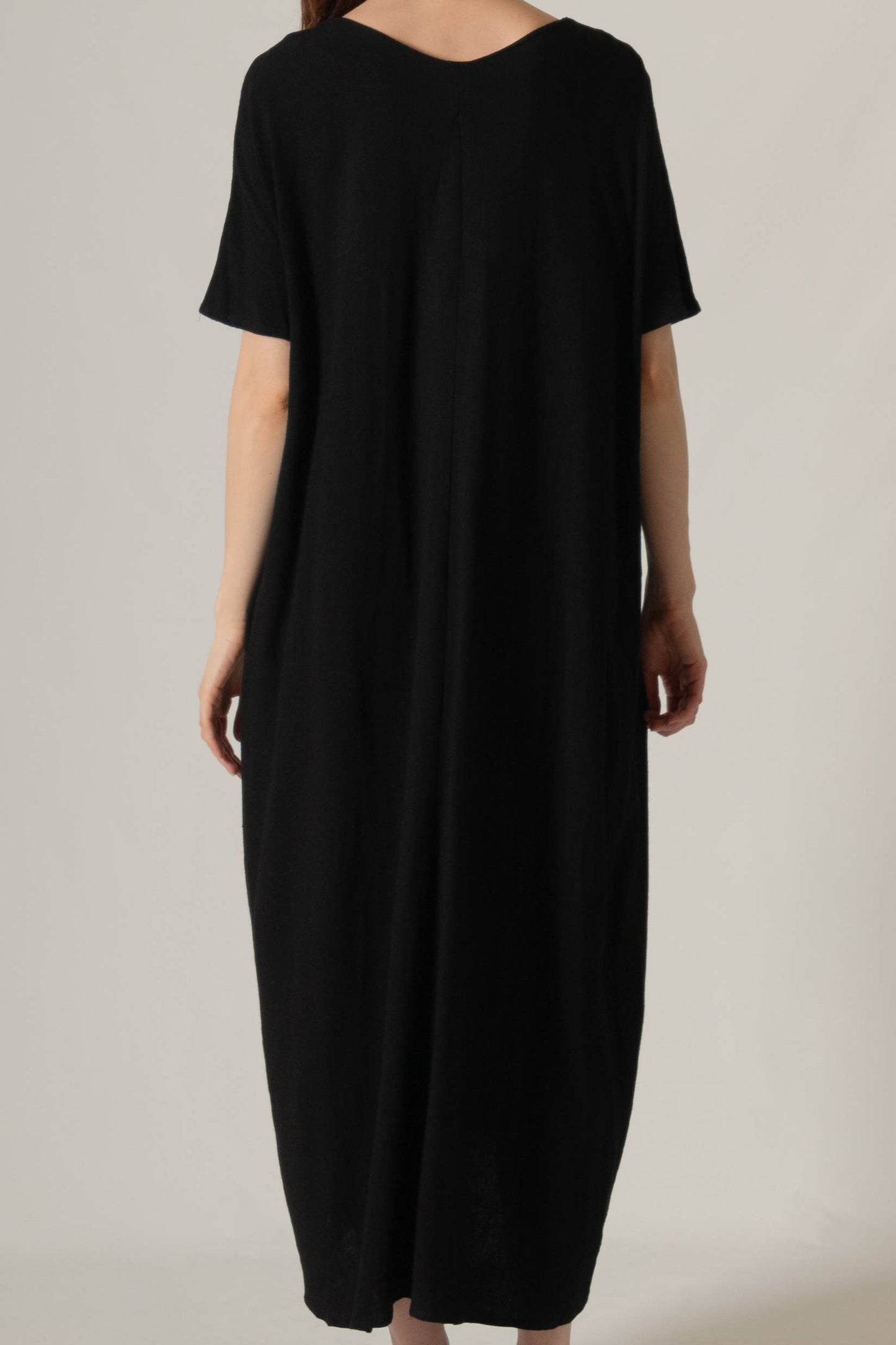 P. CILL Linen Cotton Blend V-Neck Midi Dress
