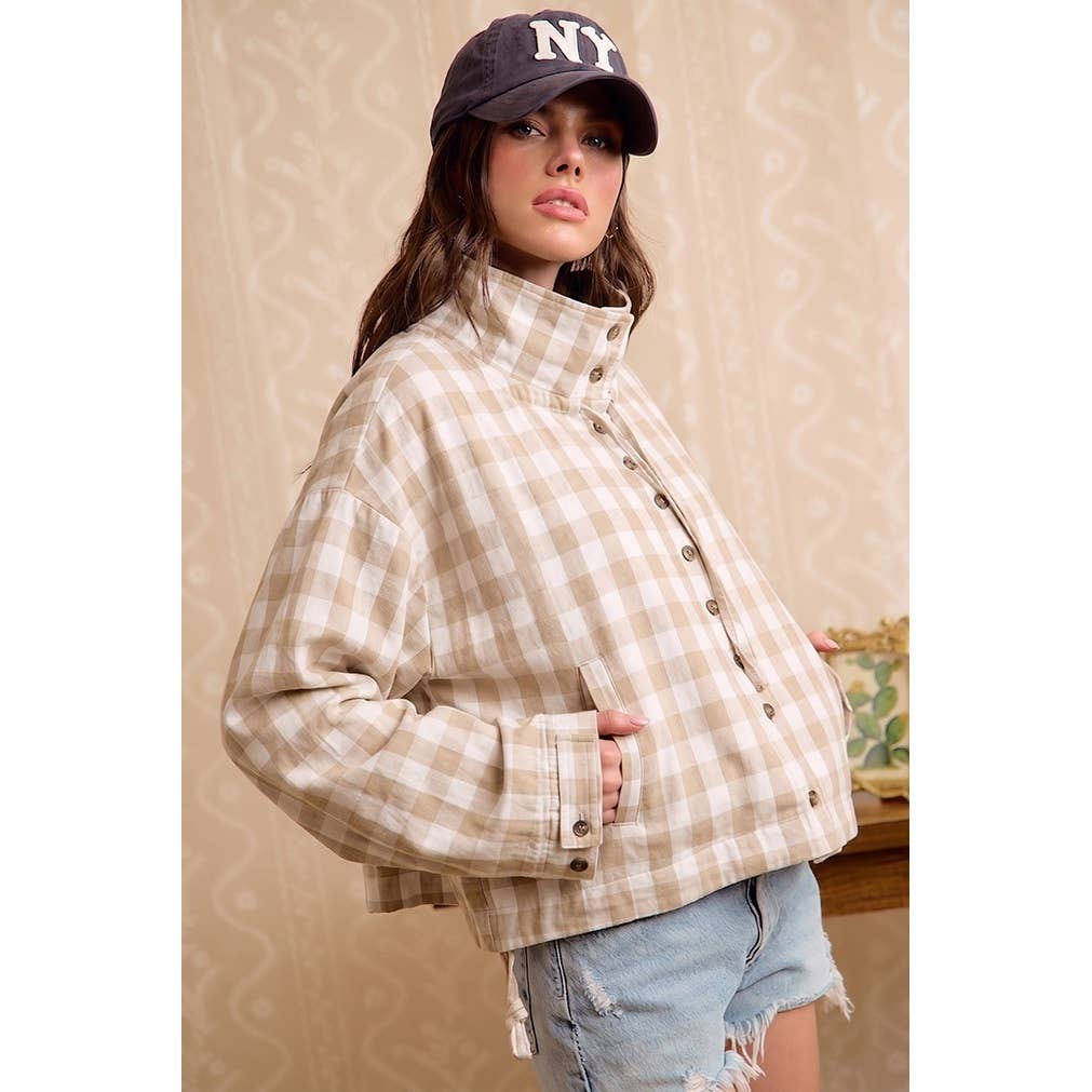 PRINTED HOODED WINDBREAKER JACKET TOP