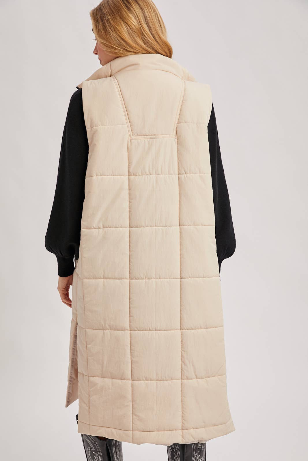 QUILTED LONGLINE PUFFER VEST