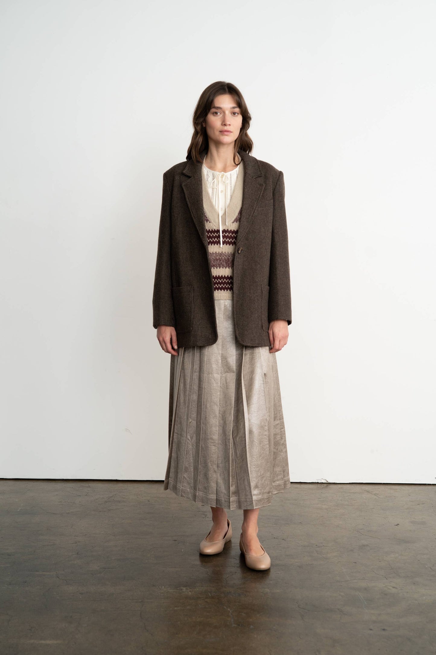 CHECKED ONE BUTTON BLAZER