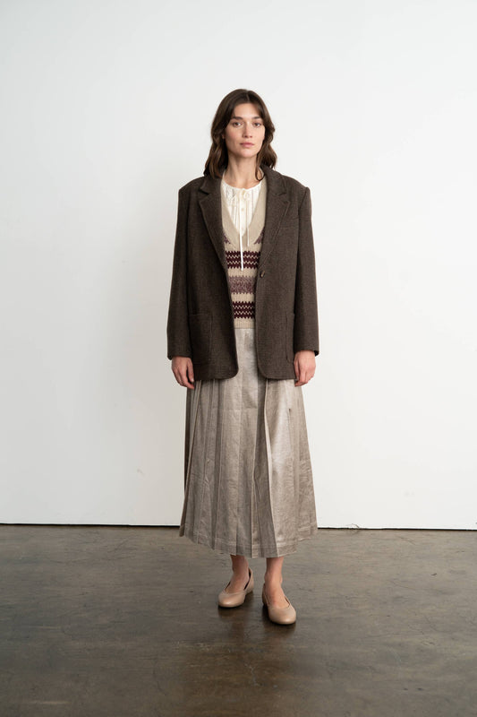 CHECKED ONE BUTTON BLAZER