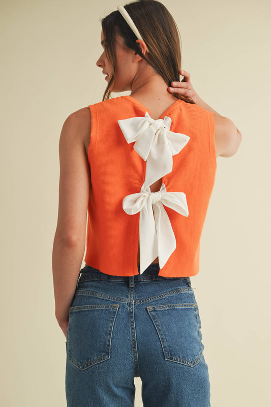 CSW17339 - BACK BOW TIE SLEEVELESS TOP