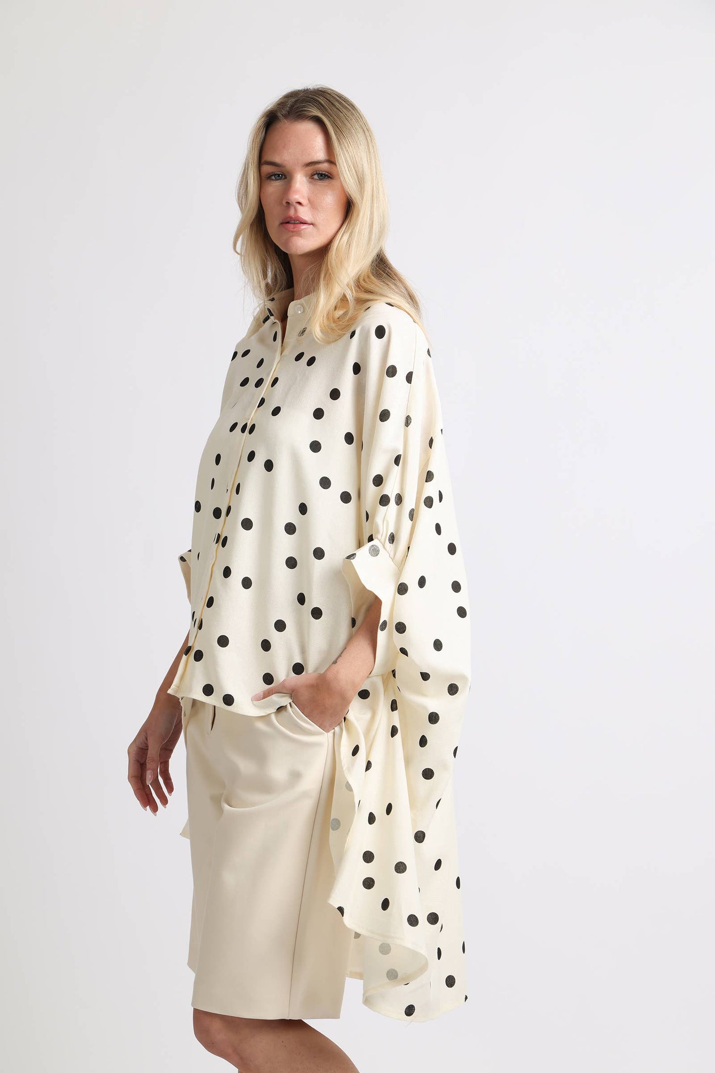 Polka Print Hi-Low Tunic Shirt AM2024