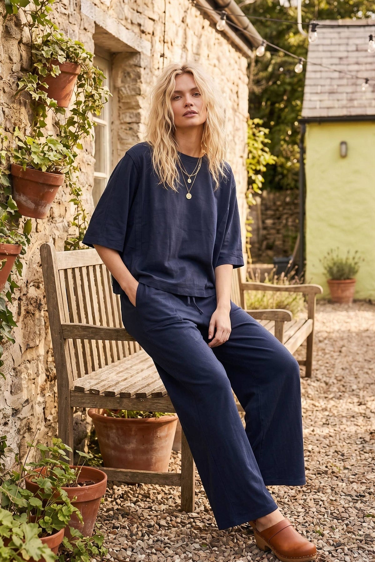 Brushed Stretch Boxy Top & Wide Leg Pant Set