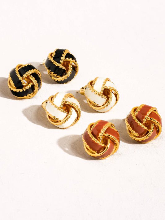 Astor 18K Gold Basket Weaved Ball Studs