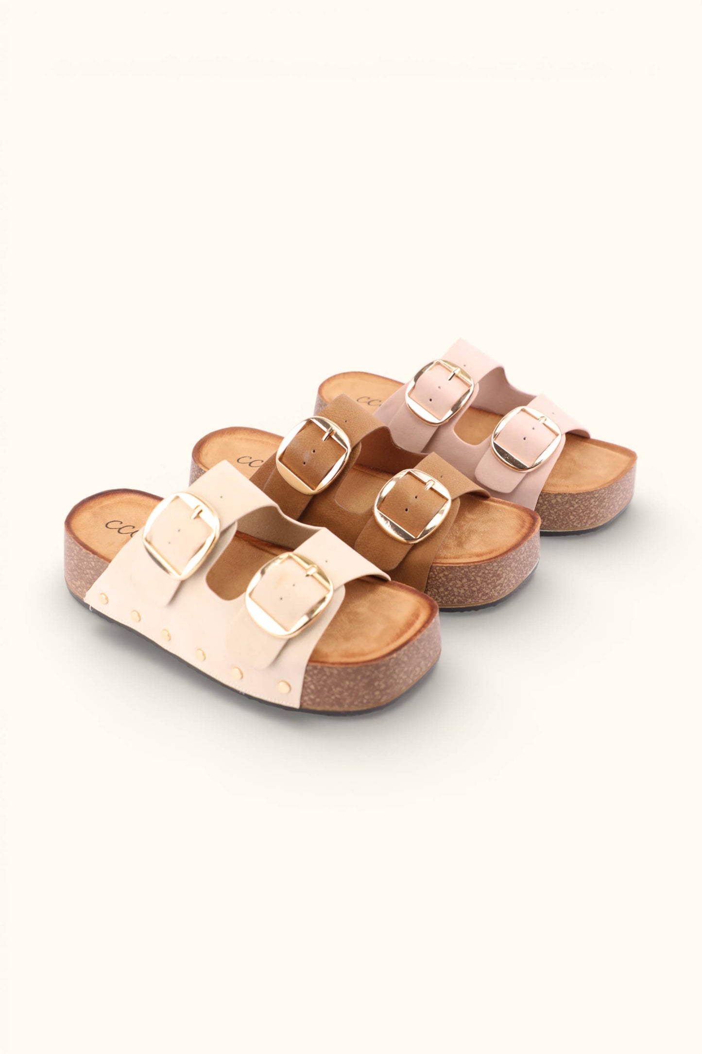 NANCY DOUBLE STRAPS WITH BOLD METAL BUCKLES PLATFORM SANDAL