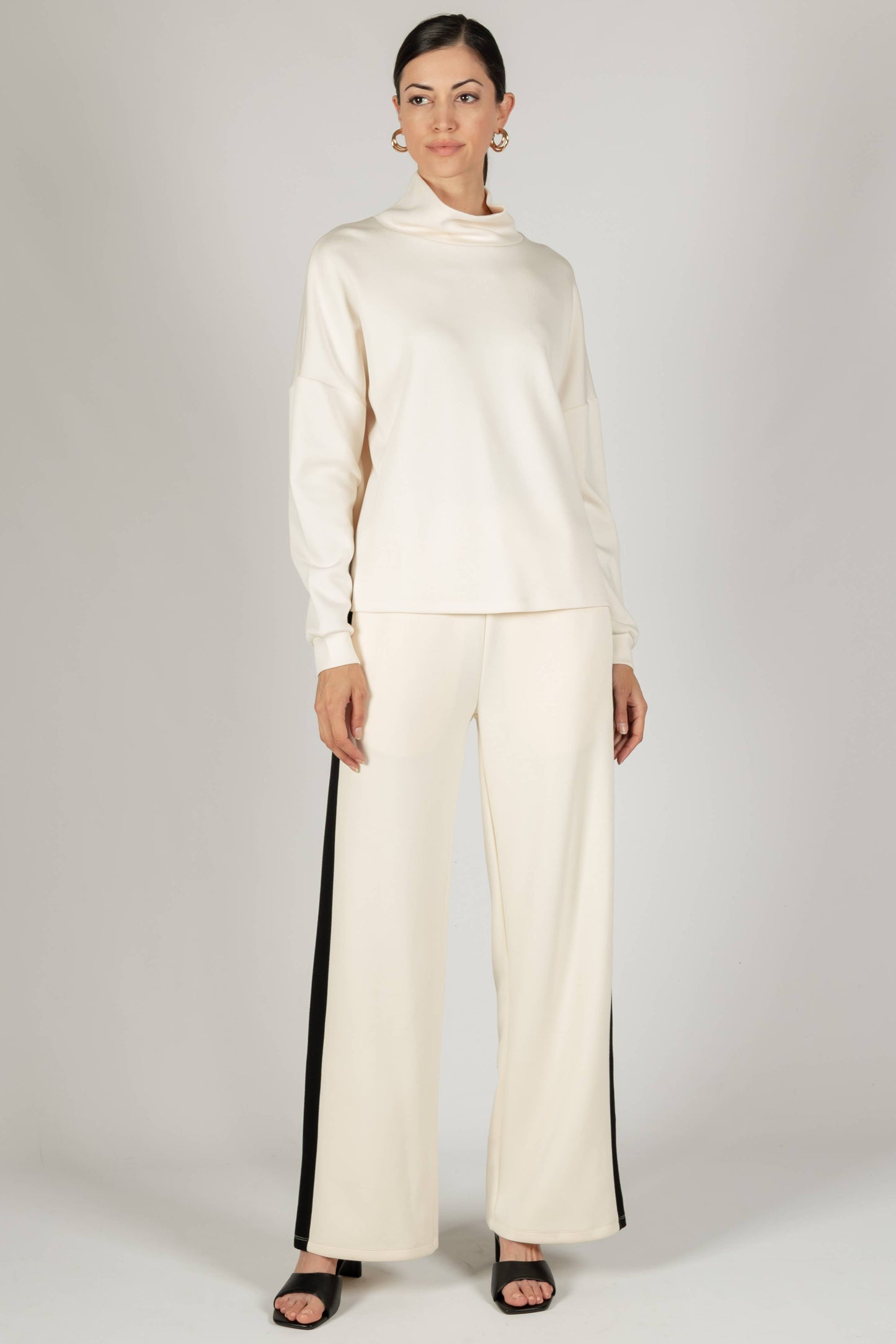 P. CILL Butter Modal Cowl Neck Long Sleeve Top