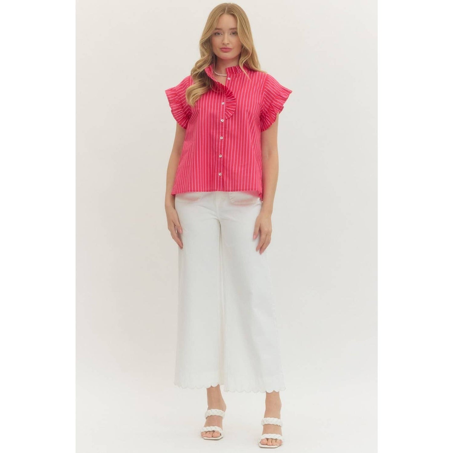 Striped short sleeve top
