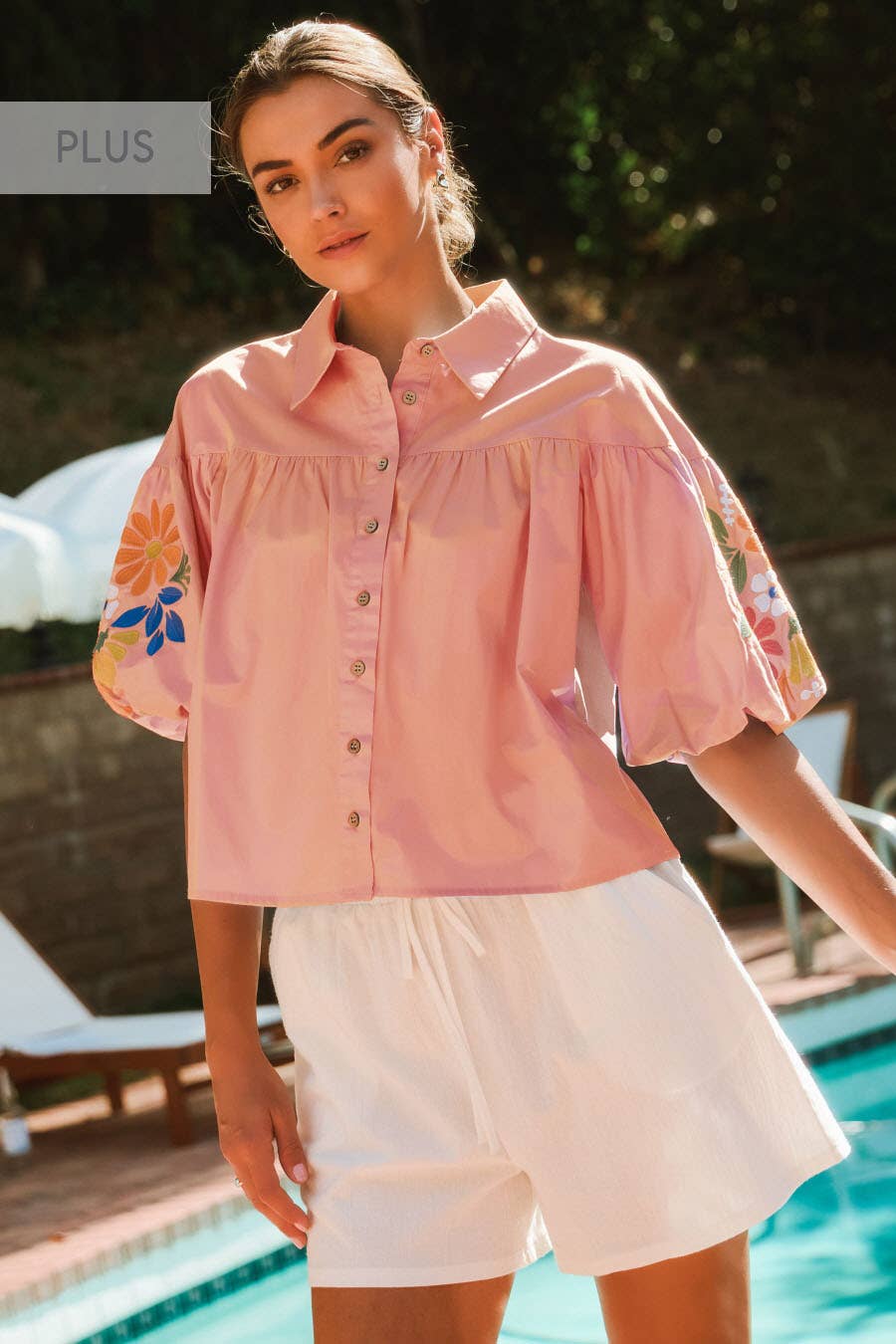 Plus Embroidery Classic Collar Shirts