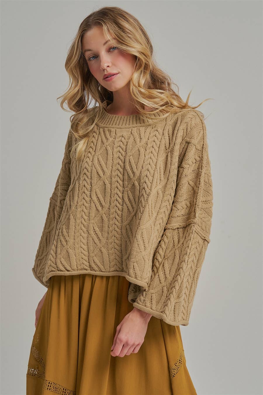 OVERSIZED CABLE KNIT CASUAL BOHO FALL SWEATERTOP_JLT00437-01