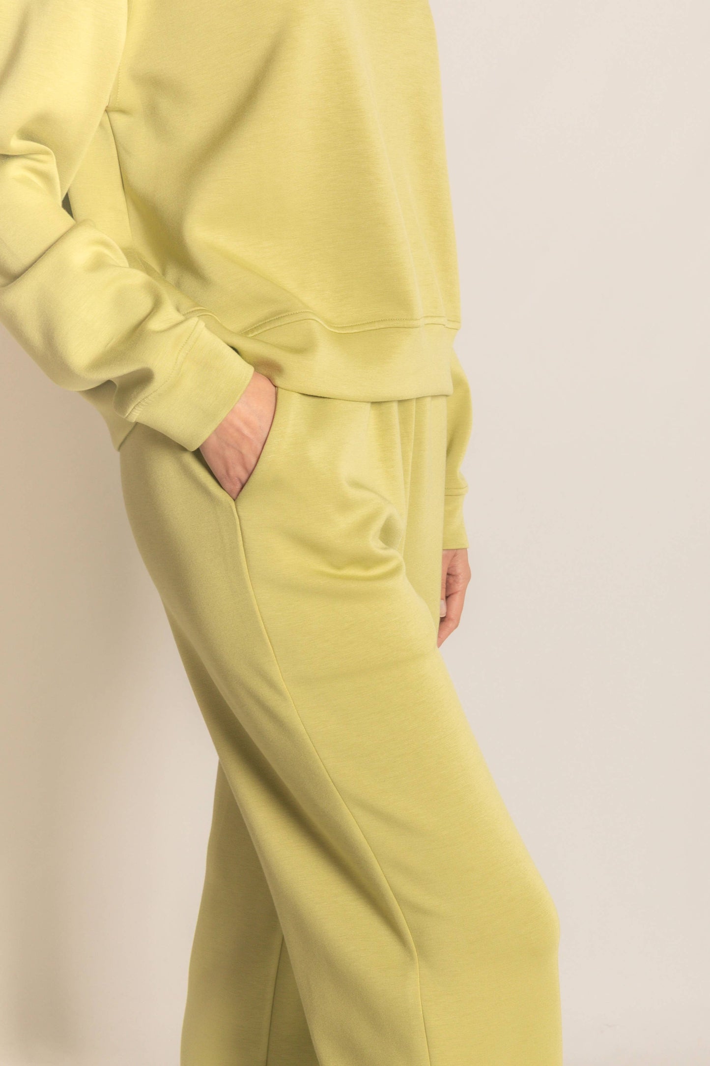 P. CILL Butter Modal Wide Leg Pants with Bottom Slits