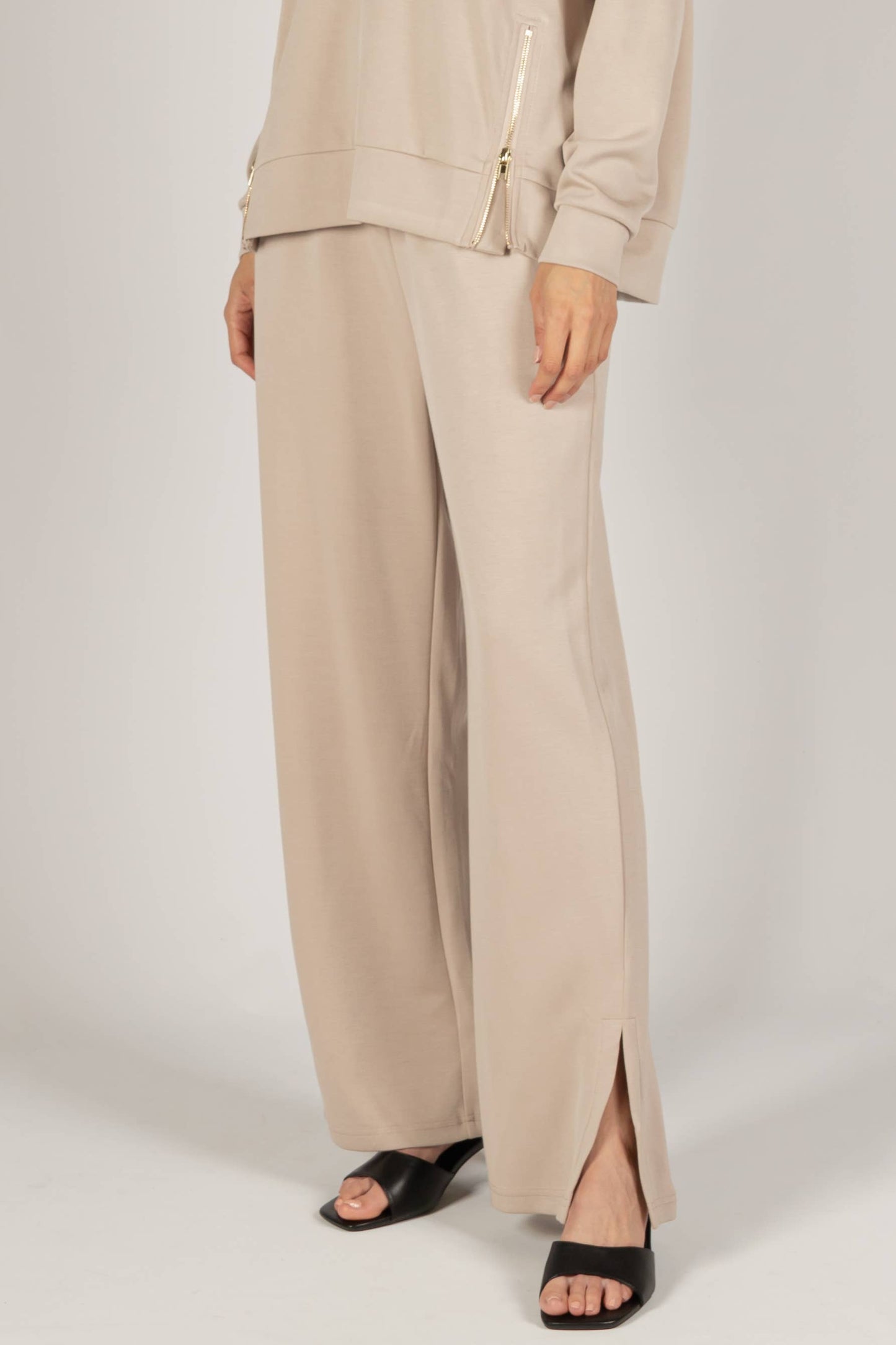 P. CILL Butter Modal Wide Leg Pants w/ Bottom Slit