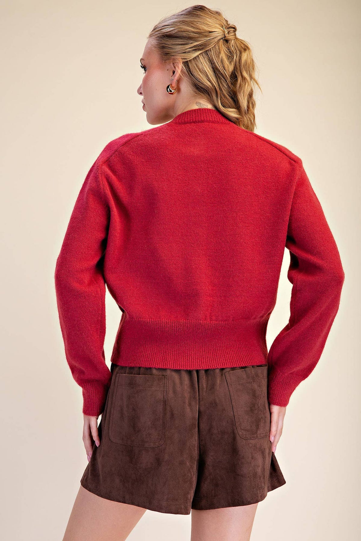 Button Closure Long Sleeve Sweater Cardigan