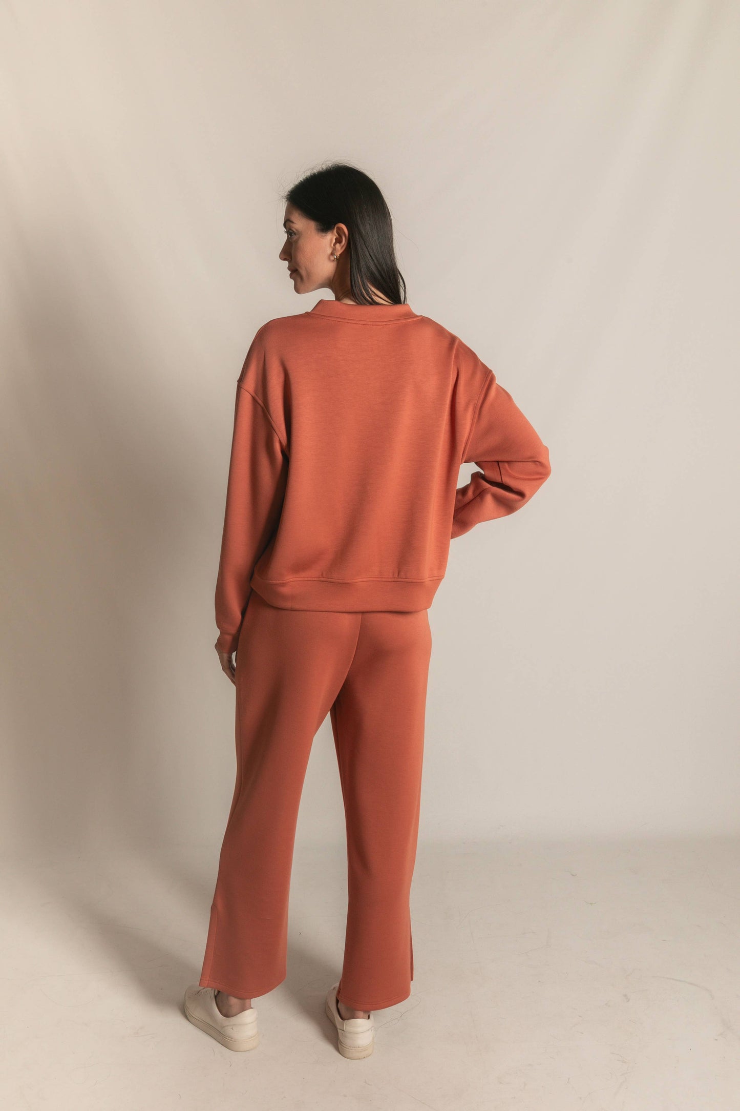 P. CILL Butter Modal Wide Leg Pants with Bottom Slits
