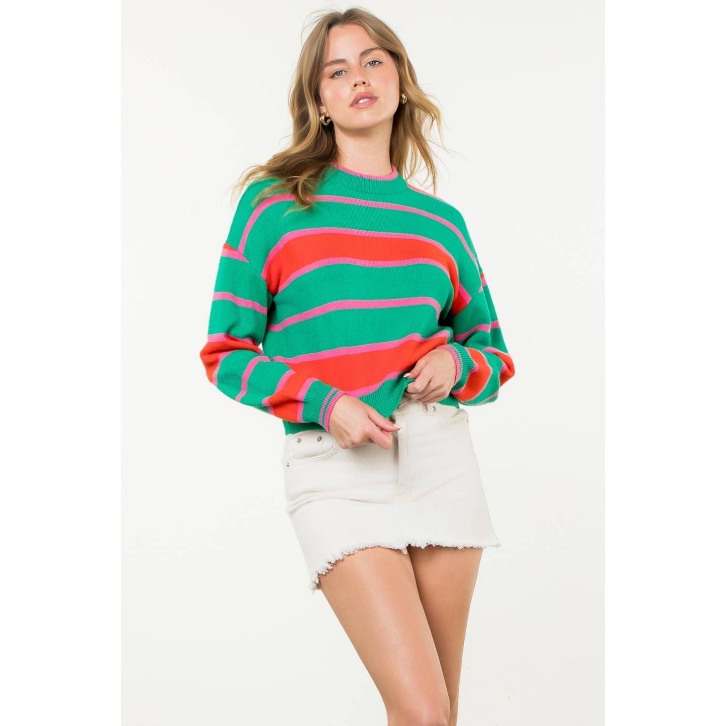 Striped Pattern Knit Sweater