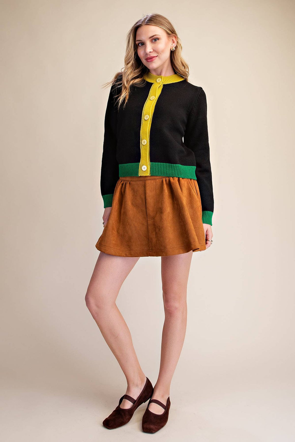 Color Combo Sweater Cardigan