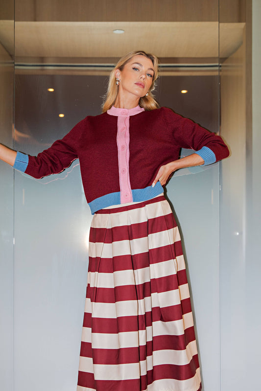 Color Combo Sweater Cardigan