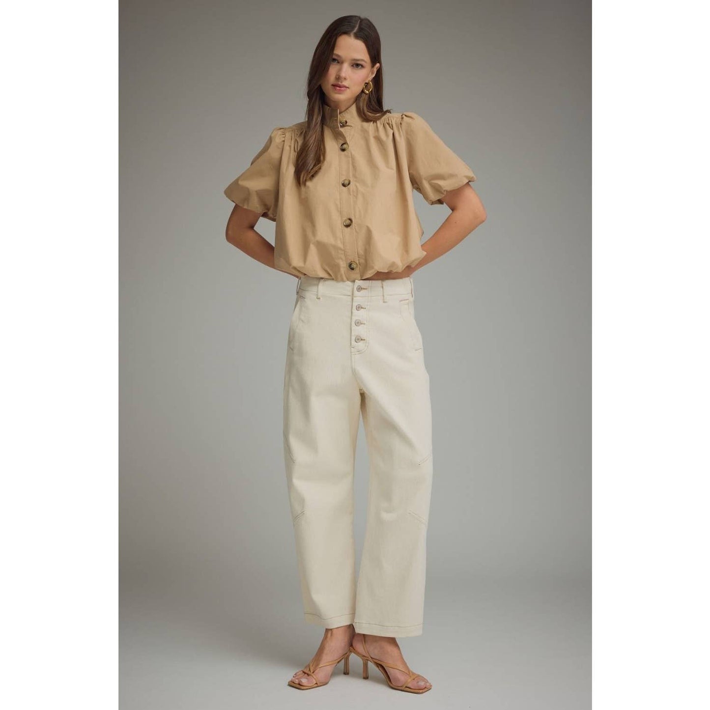 NEW Solid short puff sleeve top