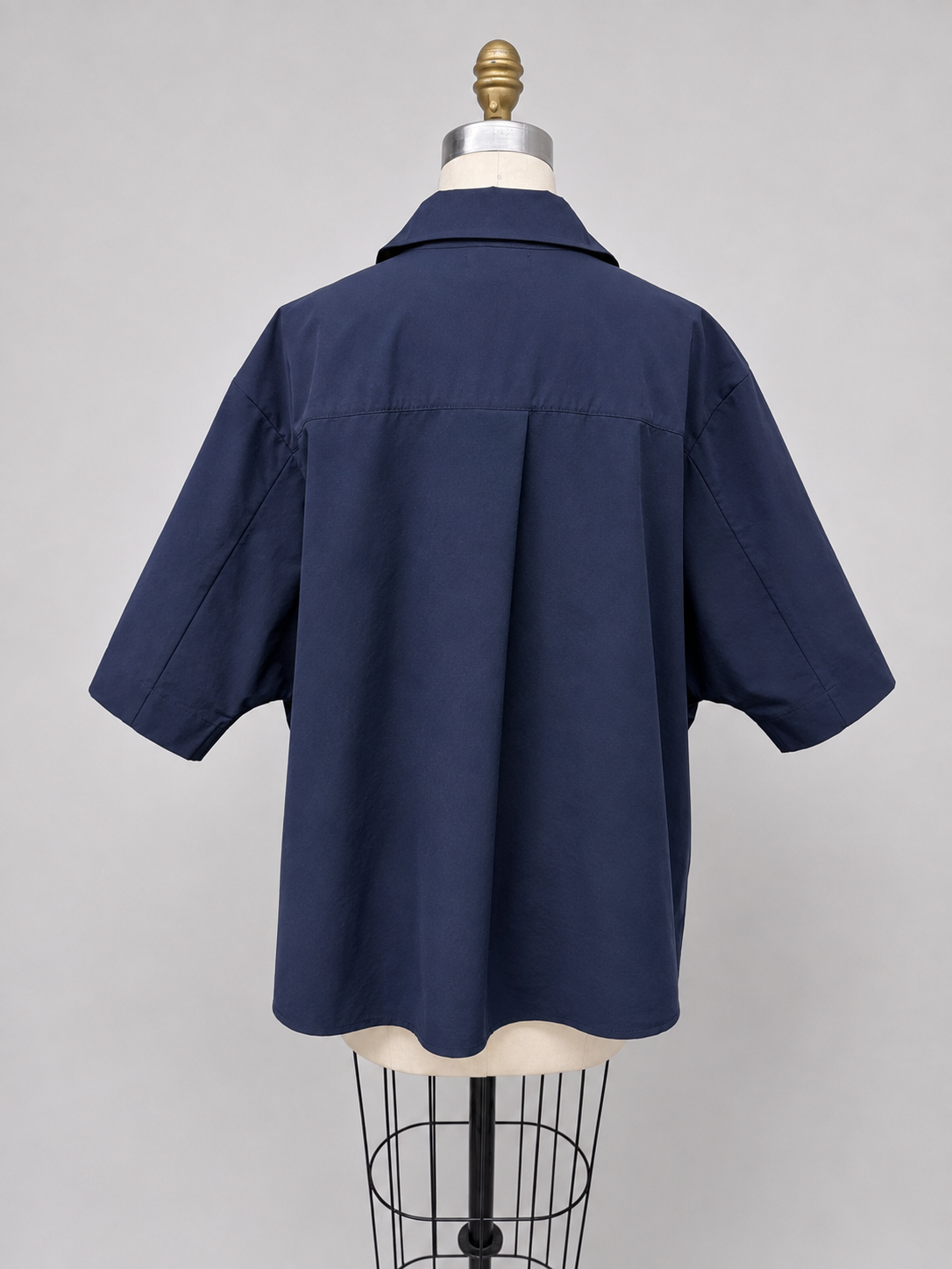 Kaia Modern Oversized Button Down Top Navy & Orange (#WT61176)