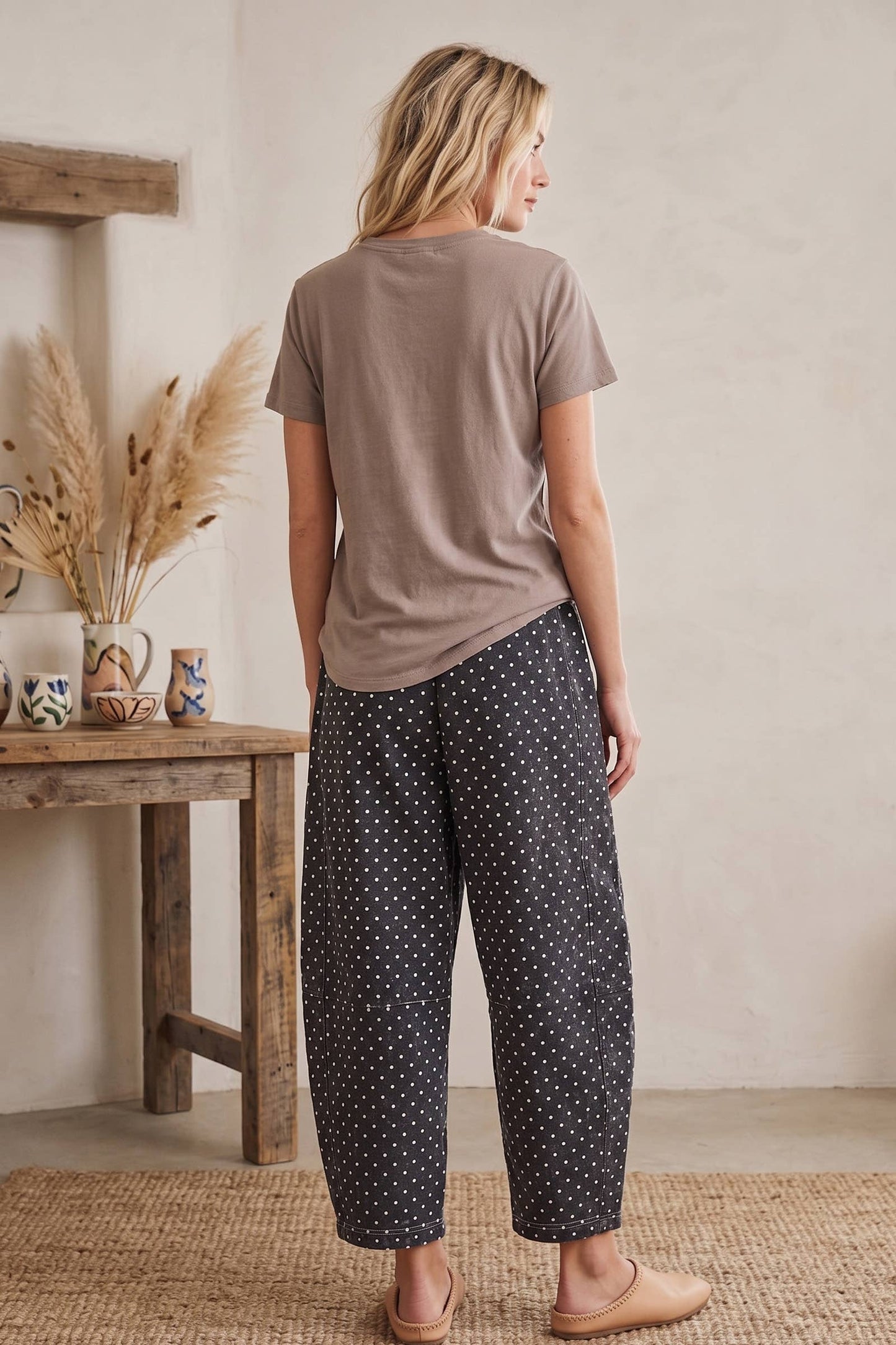 Oversized Mineral Washed Scuba Barrel Lounge Pants