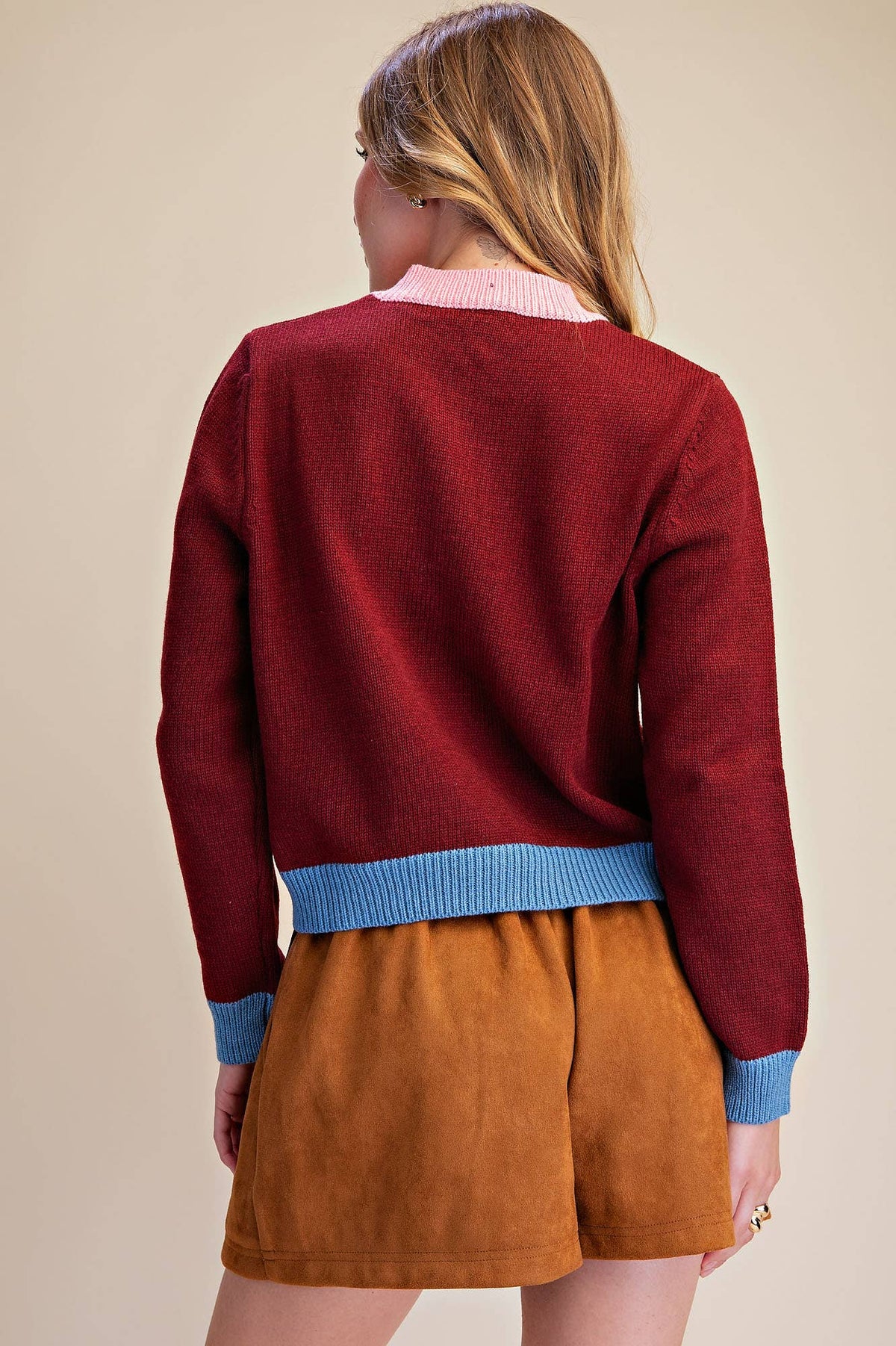 Color Combo Sweater Cardigan