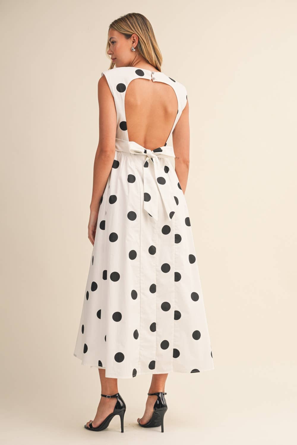 ID10037 SLEEVELESS POLKA DOT MIDI DRESS