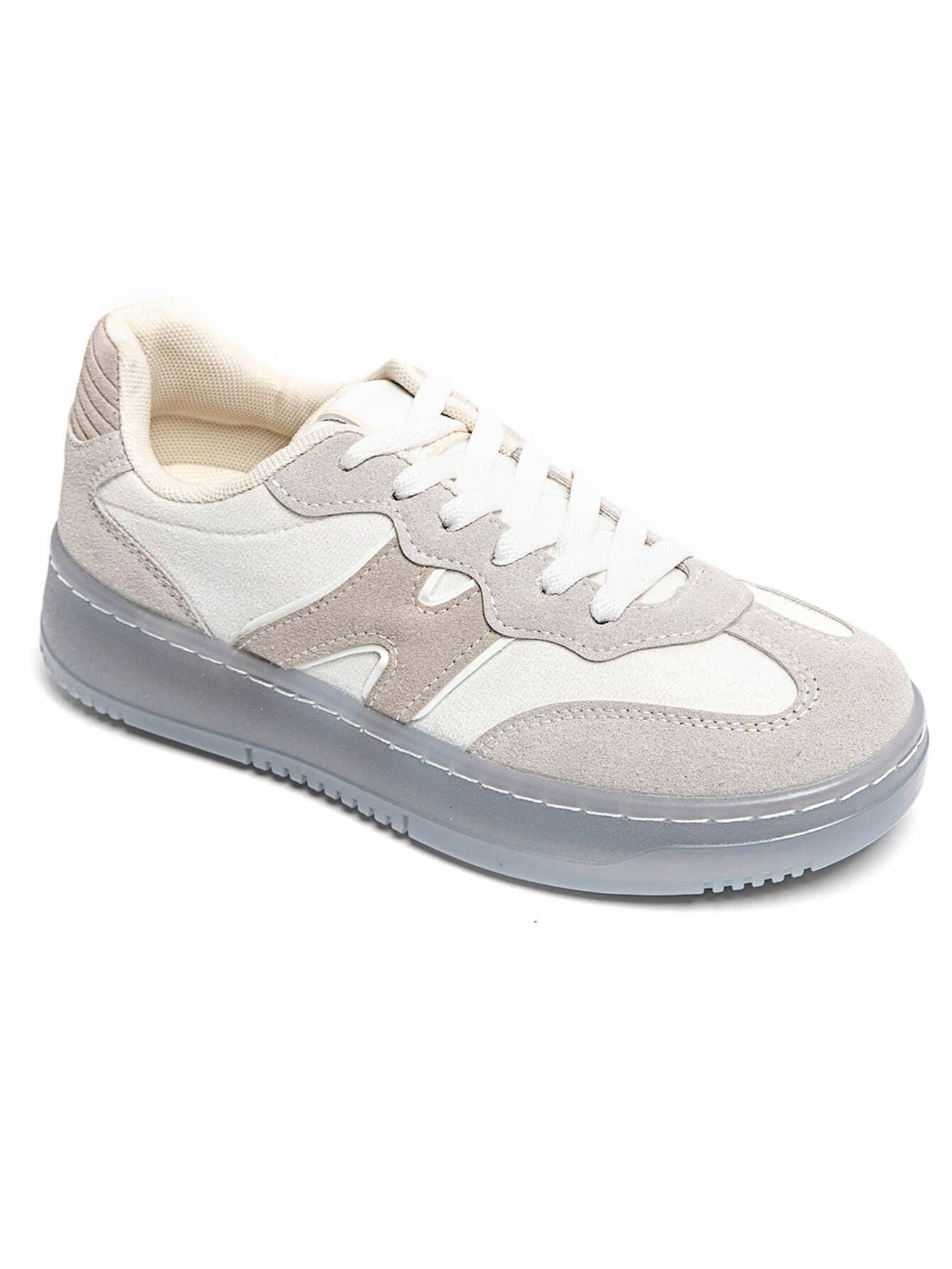 CLASSIC STREET COLOUR CONTRAST FAUX SUEDE LACE UP SNEAKERS