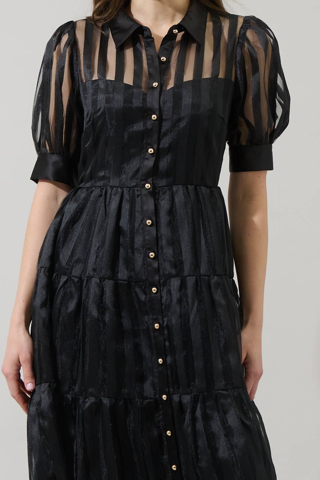 Kadi Striped Organza Midi Dress