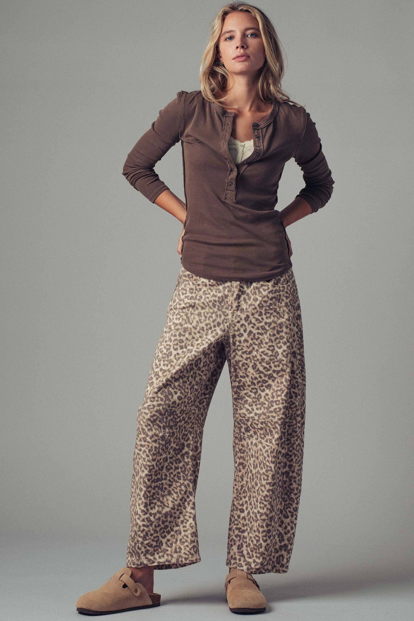 0705-4554 | Leopard Print Wide Leg Camo Pants