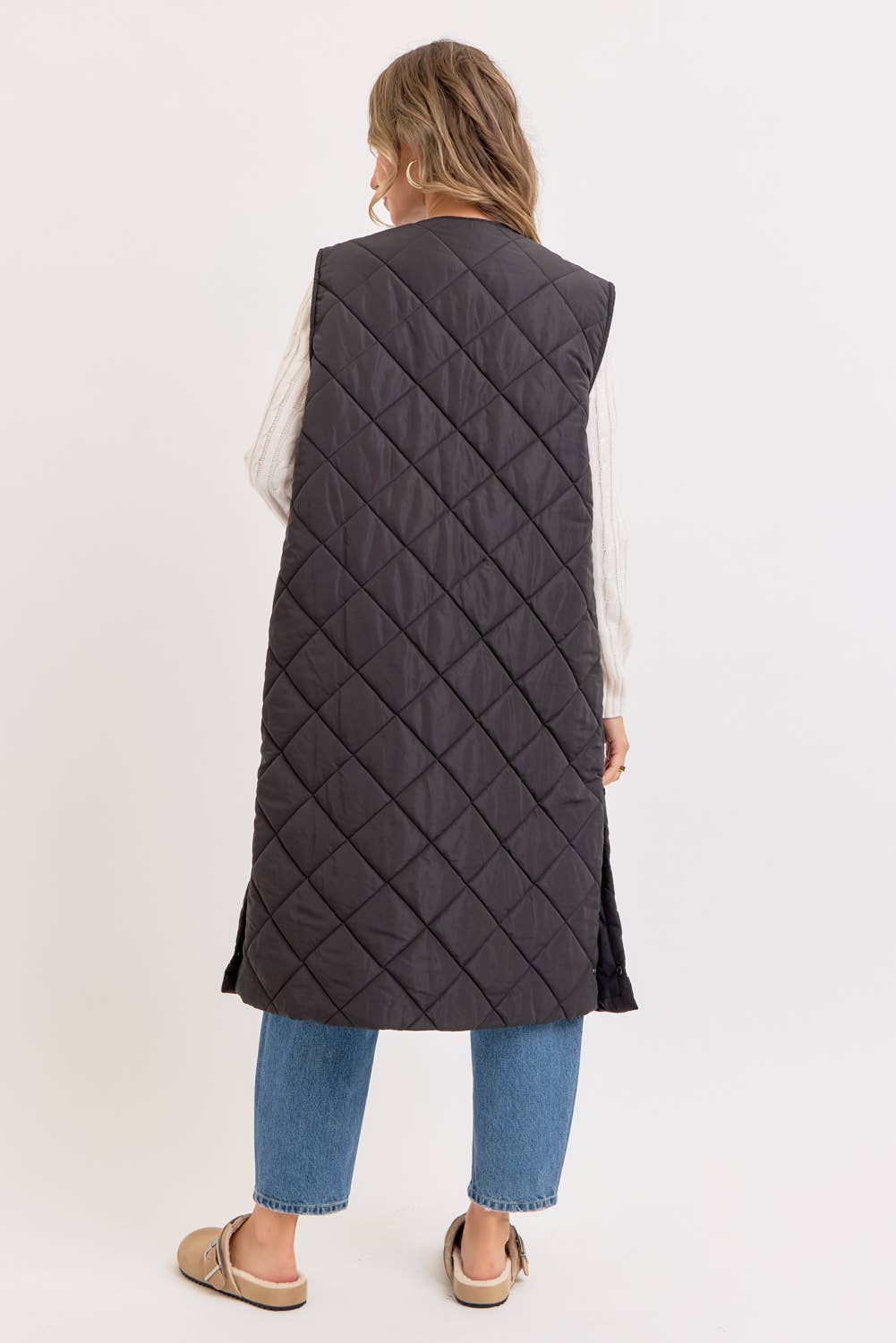 LONG PUFFER VEST DIAMOND QUILTED