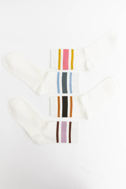 Retro Stripe Style Crew Socks - Classic with Color