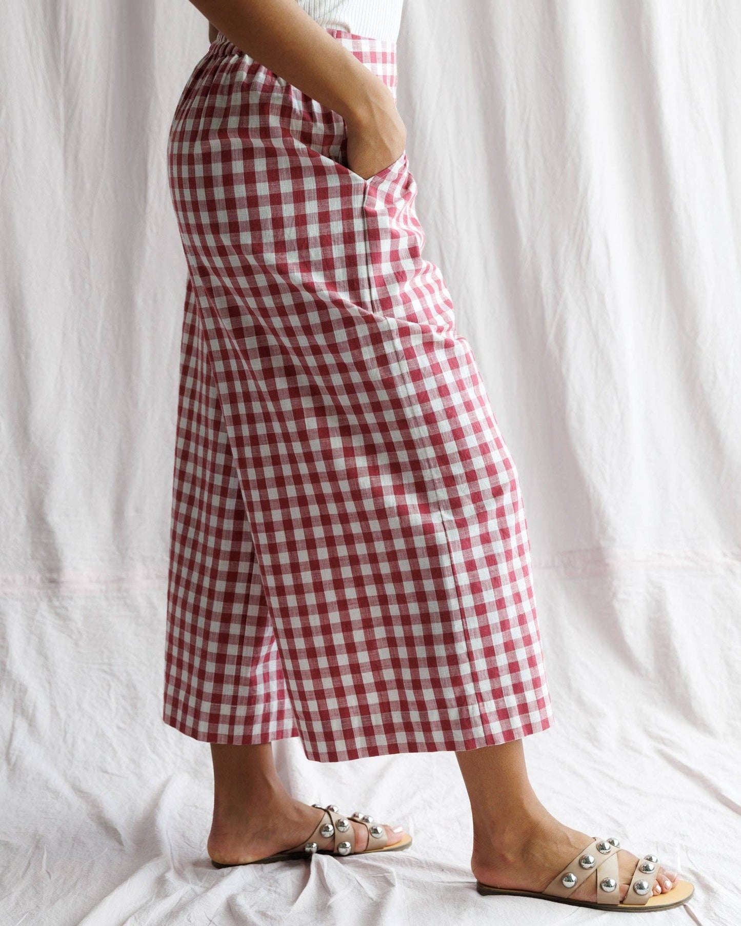 Charm Red Gingham Cropped Pant