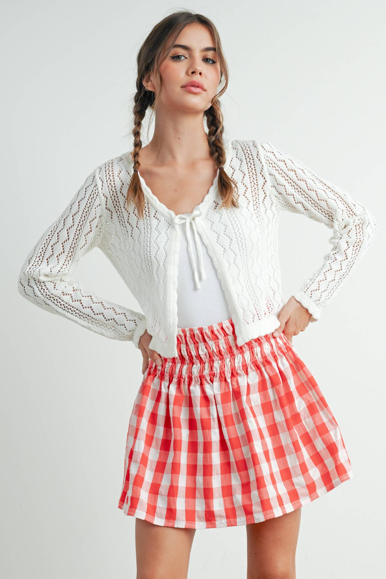 Checked Patterned Plaid Skirt - BMS7743